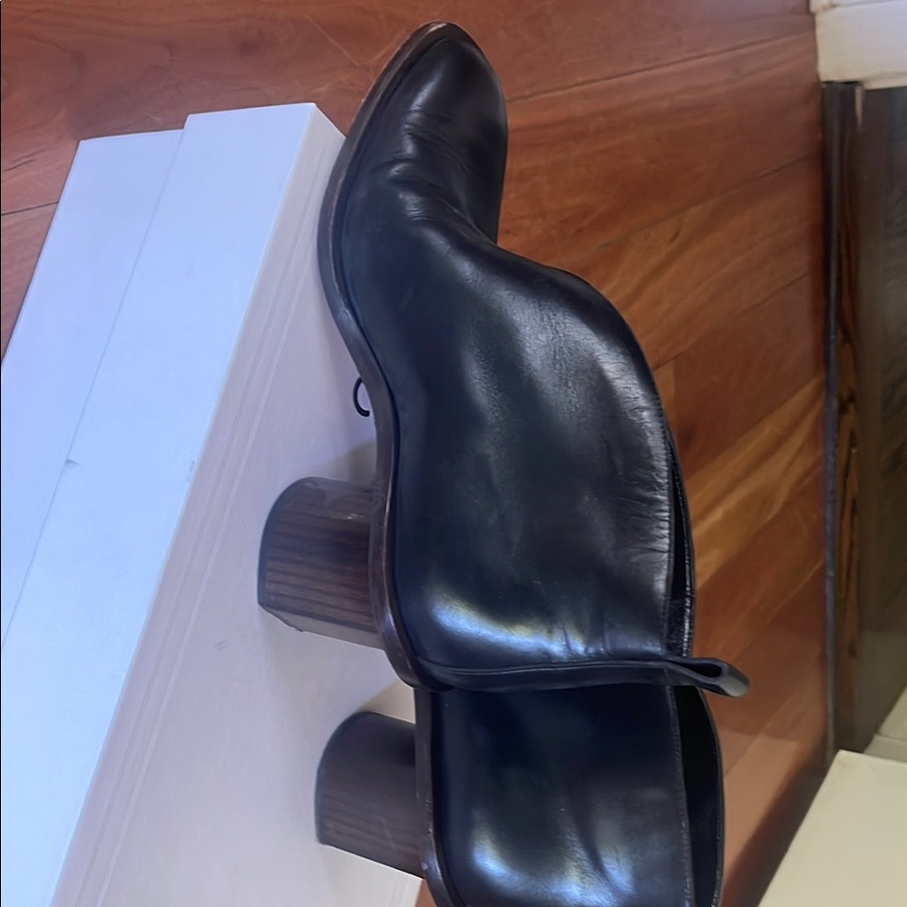 Celine Black Leather V-Front Ankle Booties - Picture 3 of 7